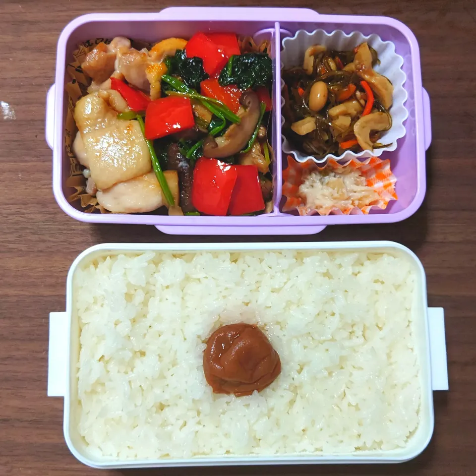 今日の手作り弁当は、鶏肉と野菜炒め弁当。

献立は、
・ごはんは山形県産つや姫、梅干し
・鶏肉と野菜炒め
・切り昆布煮、わさび漬け|Mars＠釜飯作り研究中さん