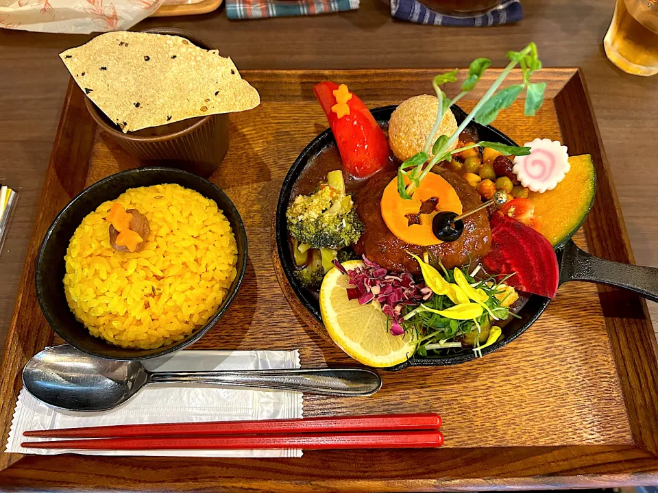 煮込みハンバーグカレー膳|かぬさん