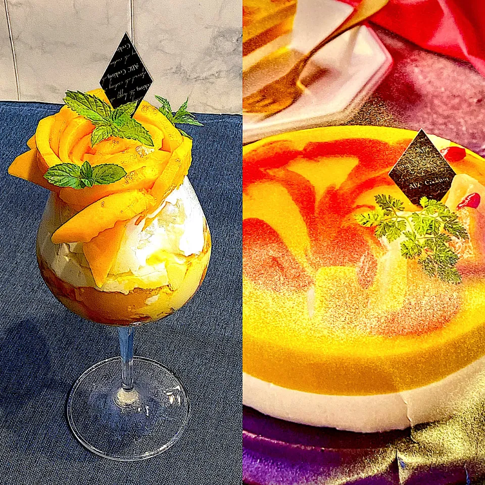 🥭マンゴー杏仁ムース➡️マンゴー杏仁パフェ|鬼百合さん