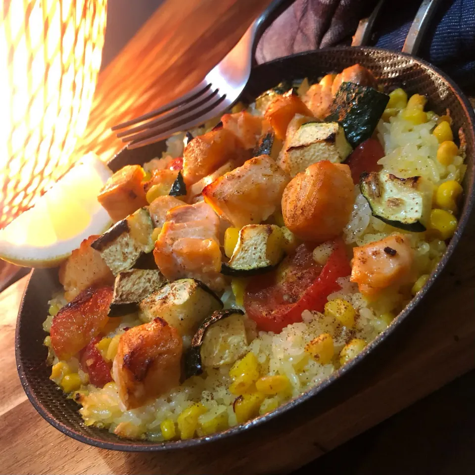 サーモンのパエリア丼|アズフラさん