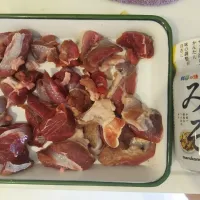 Snapdishの料理写真:猪肉の、味噌風味野菜炒め|かつ～やさん