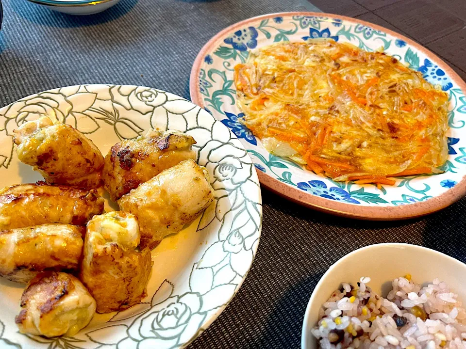 ささみ紫蘇チーズ焼きとチーズチヂミ|きなこさん