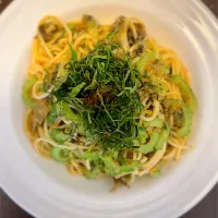 Snapdishの料理写真:ゴーヤと明太子のパスタ|imachanさん