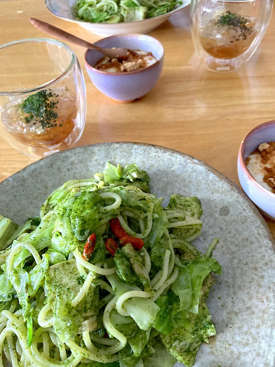 姉夫婦が育てたお野菜で義兄が作ったバジルソース🌿でパスタ꒰๑͒•௰•๑͒꒱うまし❤️|さくたえさん