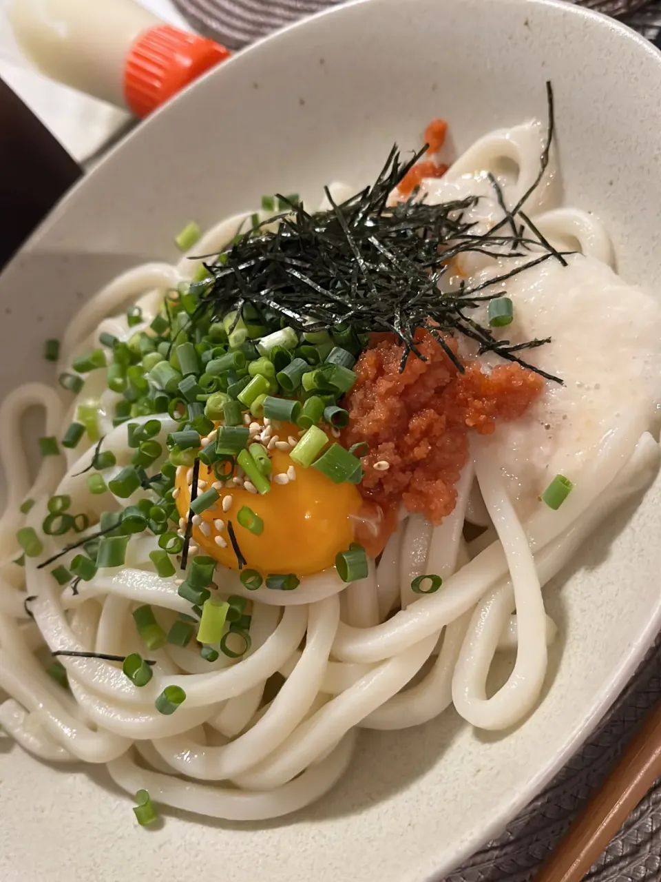 めんたい釜玉うどん|もぐ子〜痩せたいさん