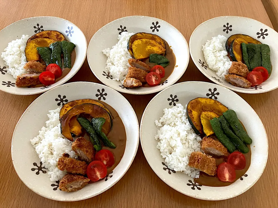 ＊夏野菜の素揚げとヒレカツのココナッツミルクカレーライス🍛＊|＊抹茶＊さん