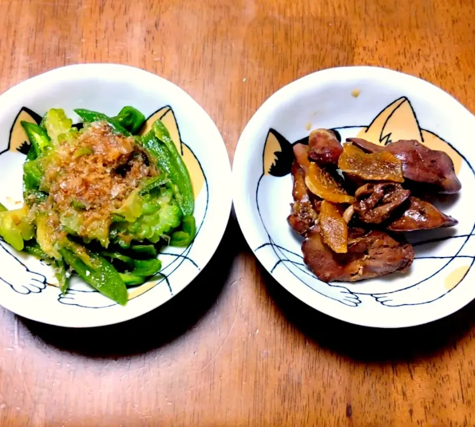 ピーマンとゴーヤの煮浸し
鶏レバの甘辛煮|秀美«シュウビ»さん