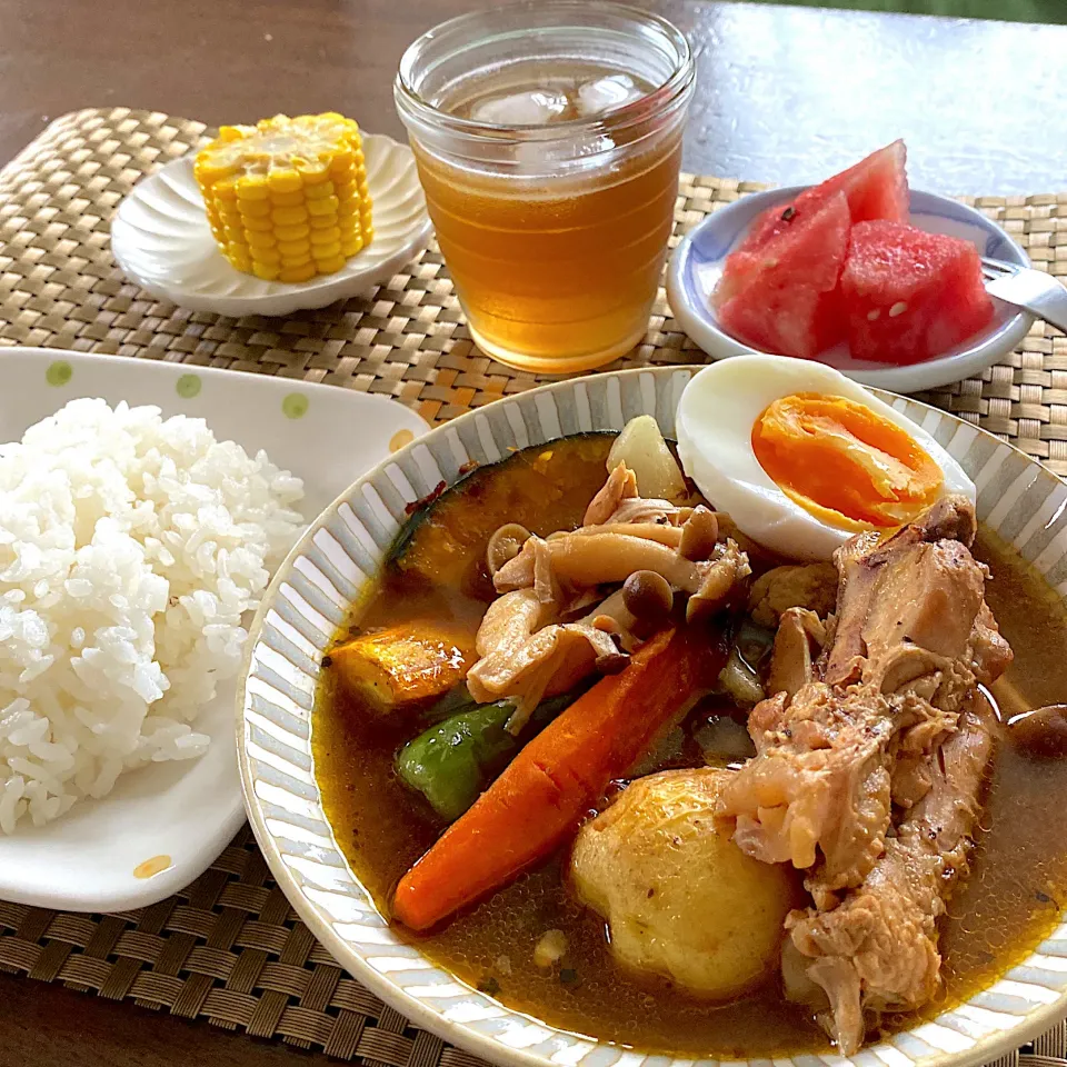 Snapdishの料理写真:自家製夏野菜のスープカレー|chakoさん