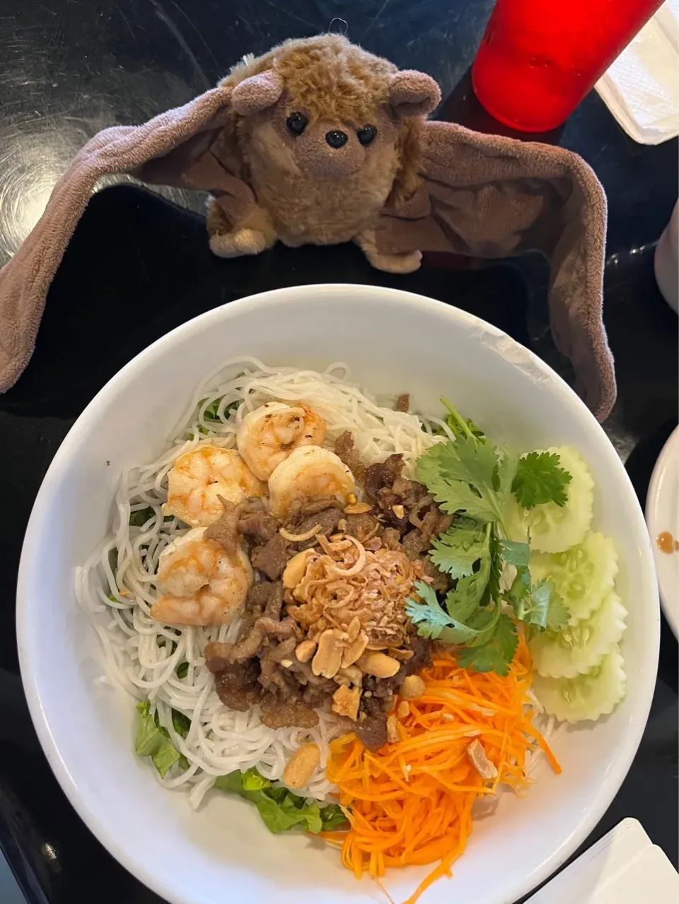 2024/8/16 ベトナム料理店にて ビーフンのエビと豚肉載せ Vermicelli with Shrimp and Pork (Bún Thịt Nướng) at a Vietnamese Restaurant |19 Boys & 野鳥さん