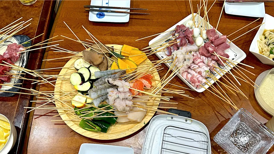 Snapdishの料理写真:8月13日 卓上串揚げ　晩ご飯|sakuramochiさん