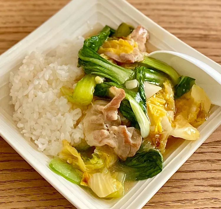 餡かけごはん&中華スープde昼ごはん💦・・|ばくあんしゃさん