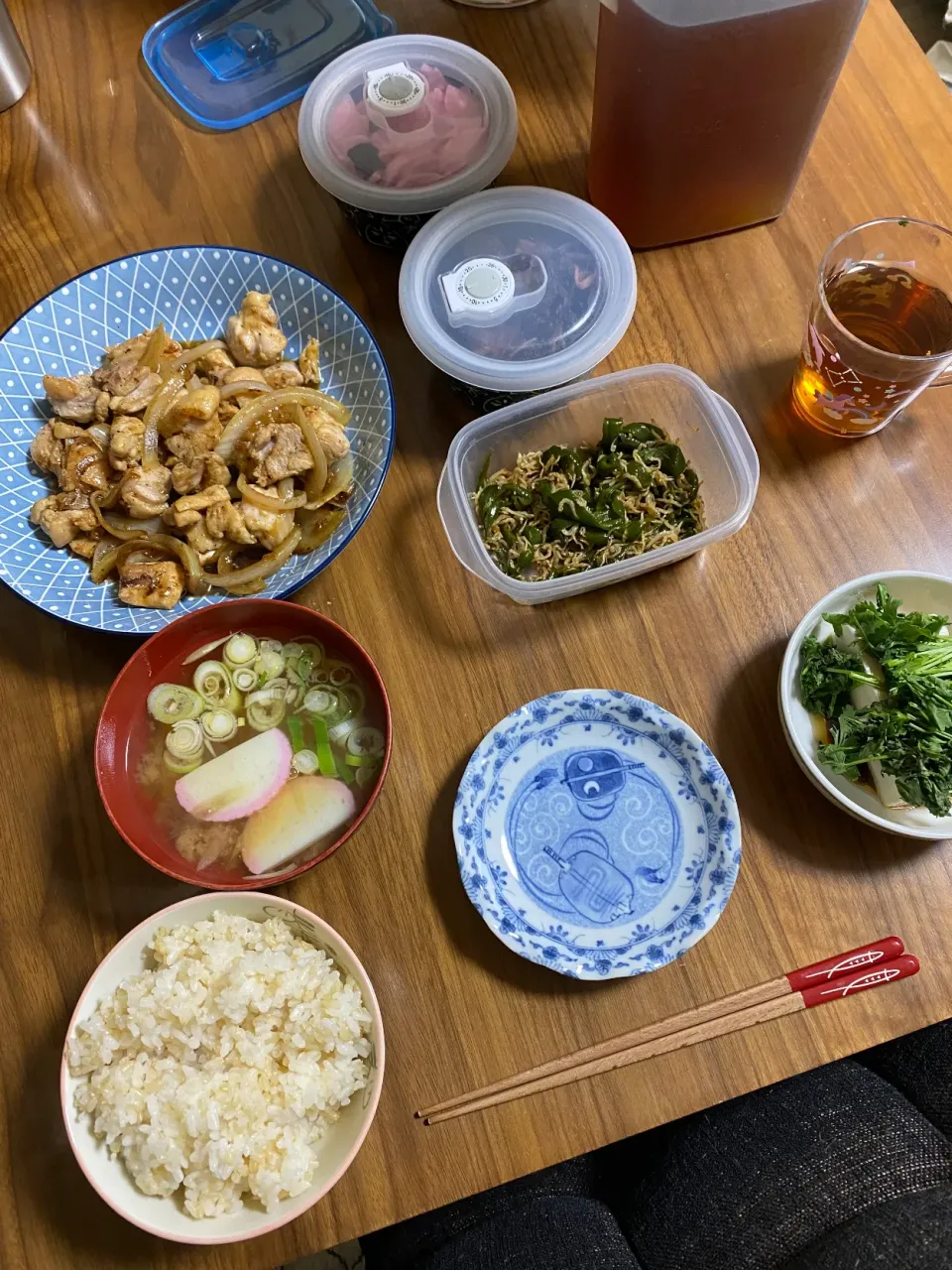 夜　鶏生姜焼き､冷奴パクチー和え|みちくんさん