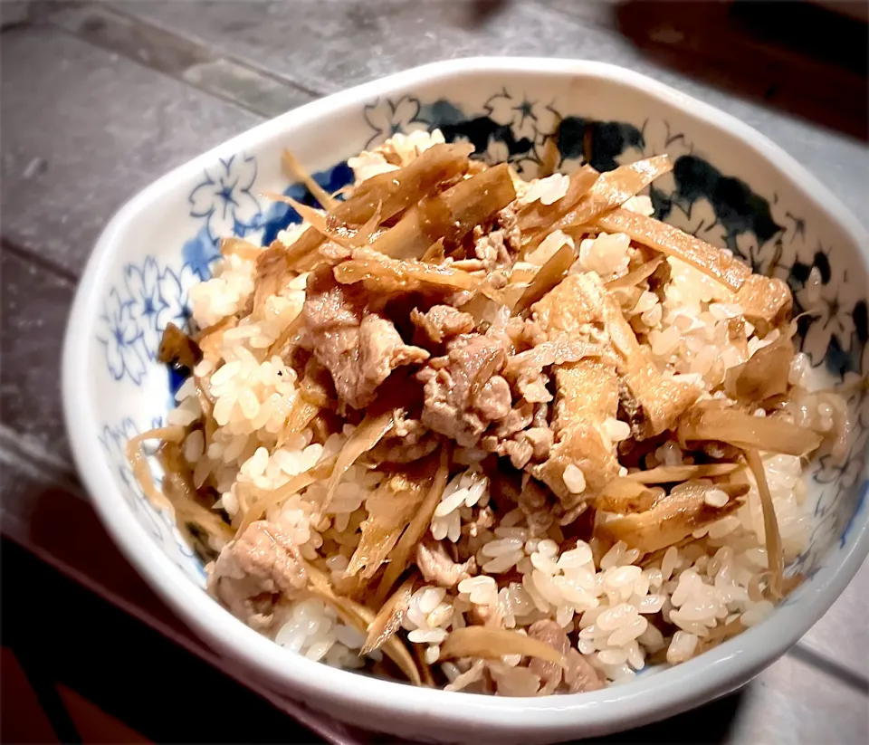 今夜は、豚肉とごぼうの混ぜご飯を頂きました😋🎵👍|ギムレットさん