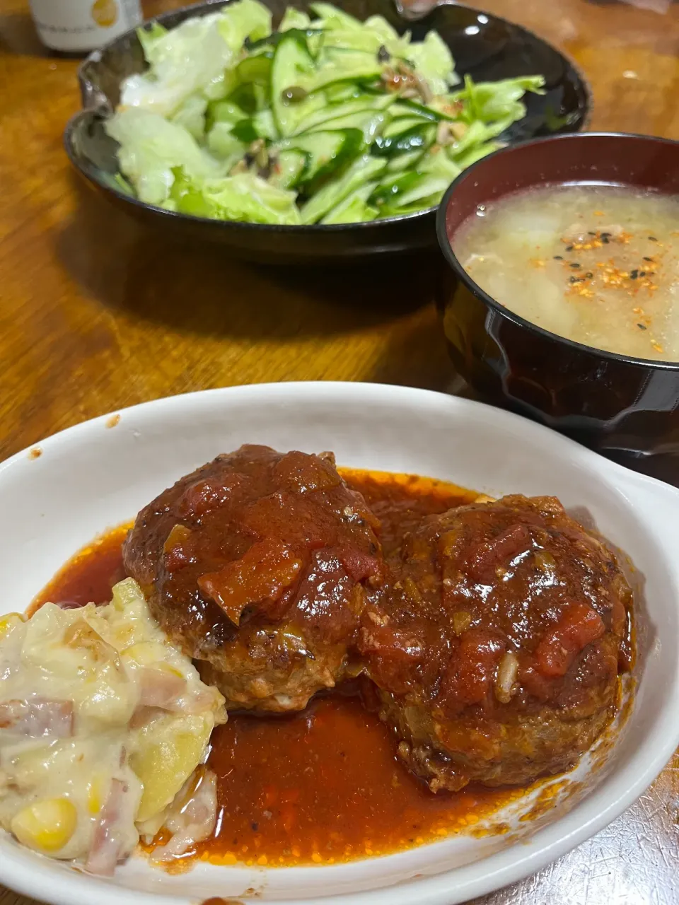 お夕飯　ハンバーグ|さんだーさん