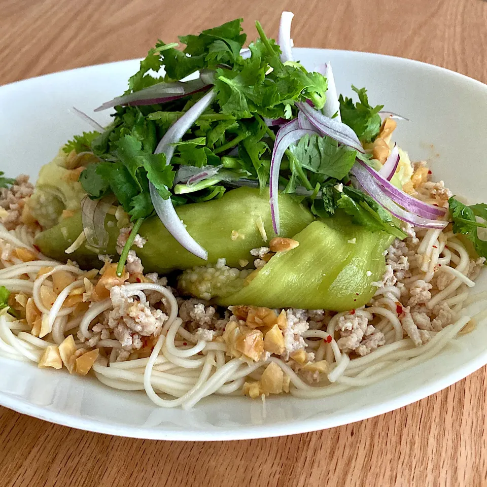 Snapdishの料理写真:蒸しナスのタイ風和え麺|TNK375さん