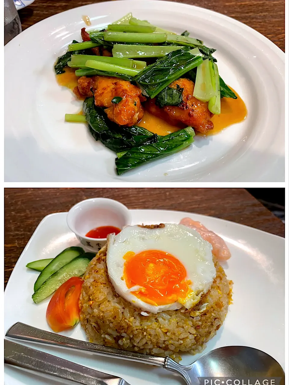 江戸菜と鶏天のオイスター 小、バリ風ナシゴレン|こいちさん