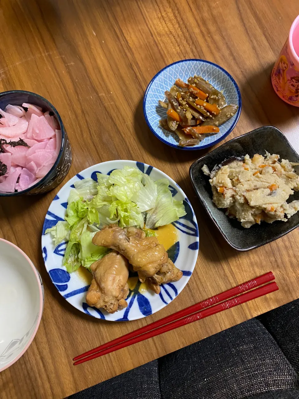 夜　鶏手羽元ポン酢煮､手作りおから|みちくんさん