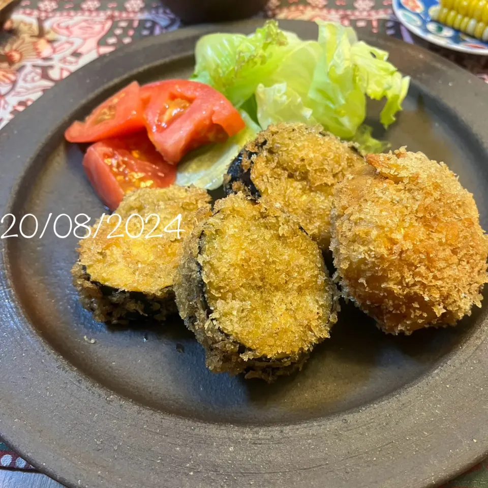 茄子の挟み揚げ&さつまいもコロッケ|友さん