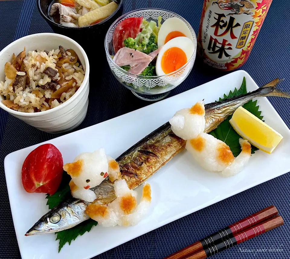 『ニャンコに秋刀魚定食』💕|ナツ1224さん