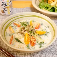 Snapdishの料理写真:冷やし豆乳みそうどん| cocoaさん