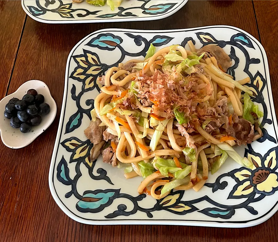 ブランチ♯焼うどん♯ブルーベリー|小松菜さん