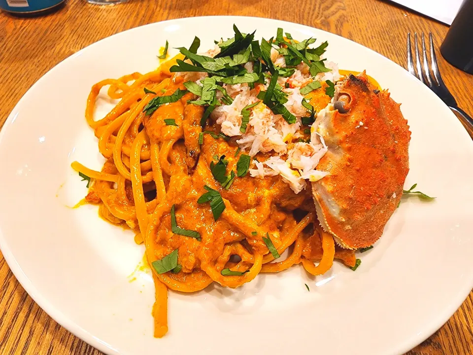 Linguine con Crema di Pomodoro e Granchio
セコガニのトマトクリームリングイネ|Masahiko Aasanoさん