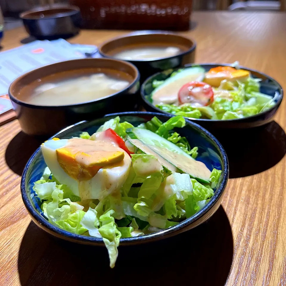 Salad and miso soup|skyblueさん