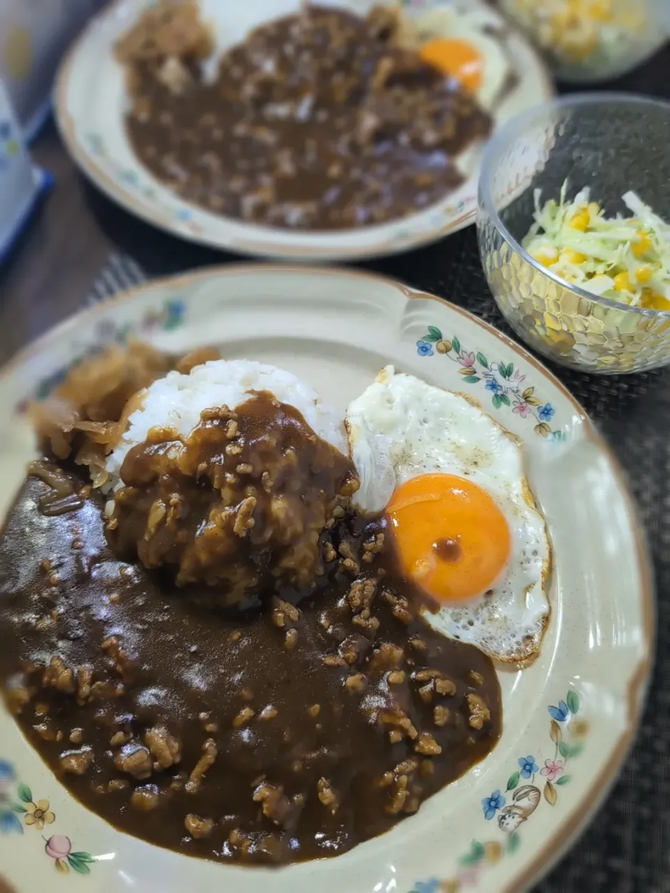 ひき肉カレー＆コールスローサラダ|テケテケさん