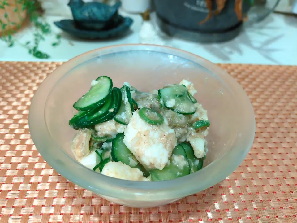 つぶ味噌　たたき長芋おくらきゅうり胡麻和え|まゆみさん