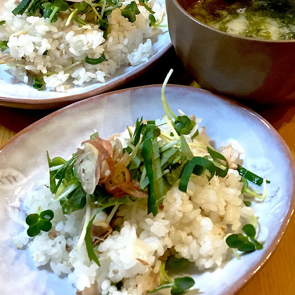 Snapdishの料理写真:鯵の開きと薬味の簡単混ぜ寿司|Mikaさん