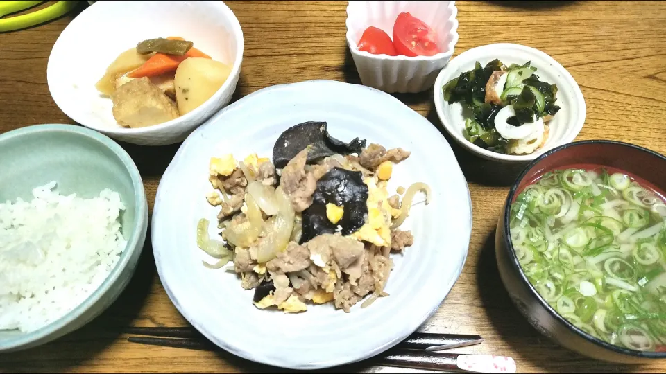 豚肉とキクラゲのオイスター炒め定食|えぃみぃさん