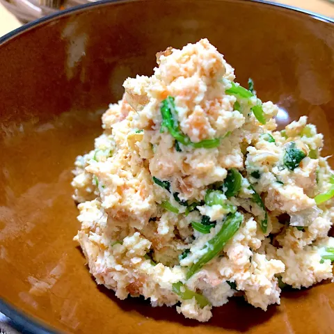 「BifiXヨーグルト」を使ってみたSnapdishの料理・レシピ写真:【コスパ最強コンビ😳⁉️】 おから✖️シャケ(のあら)サラダ🥗