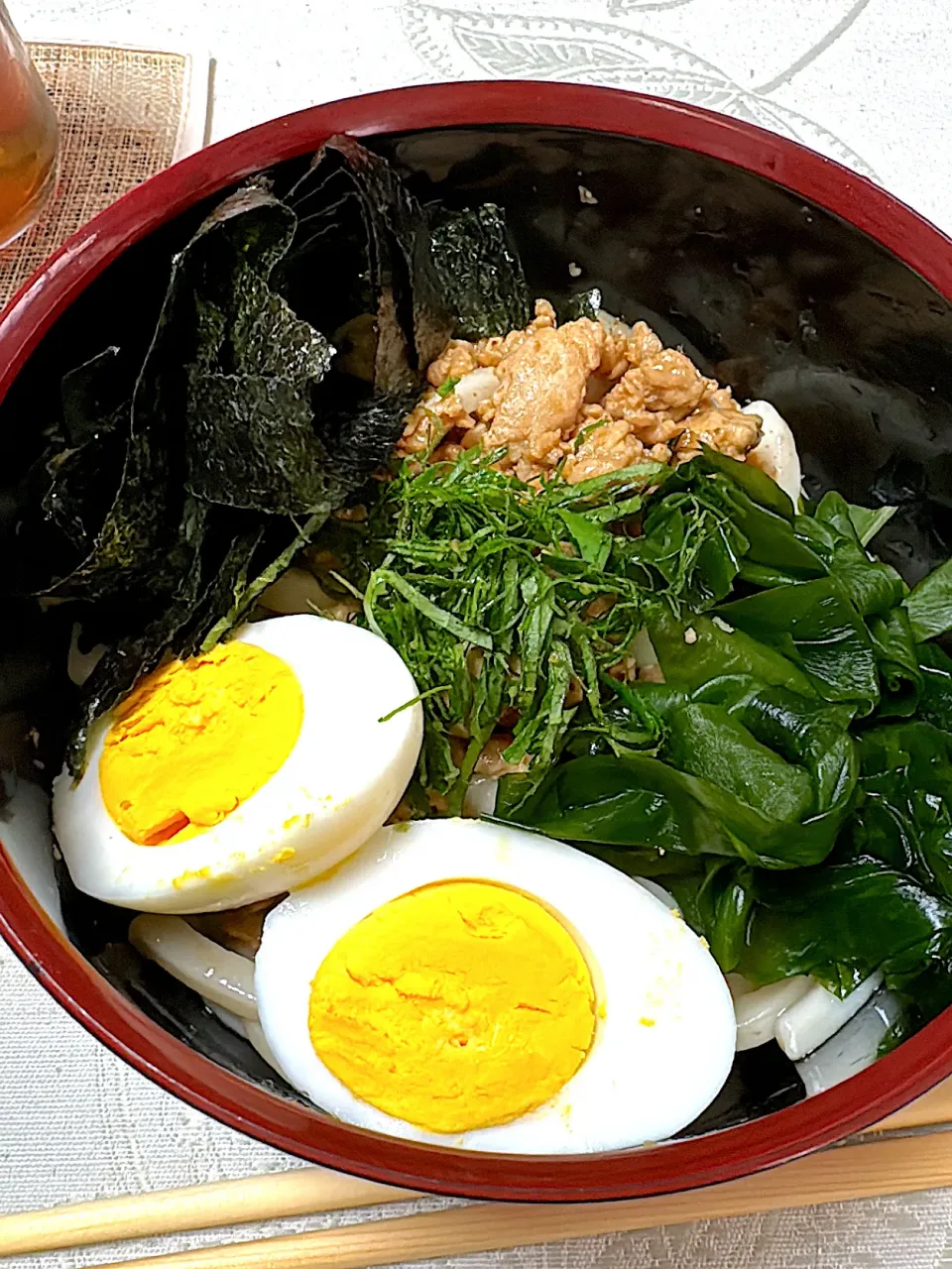 鶏そぼろの混ぜうどん|yasukoさん