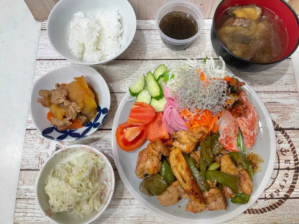 Snapdishの料理写真:鶏肉とピーマンとちくわの焼肉タレ炒め|chou  chouさん