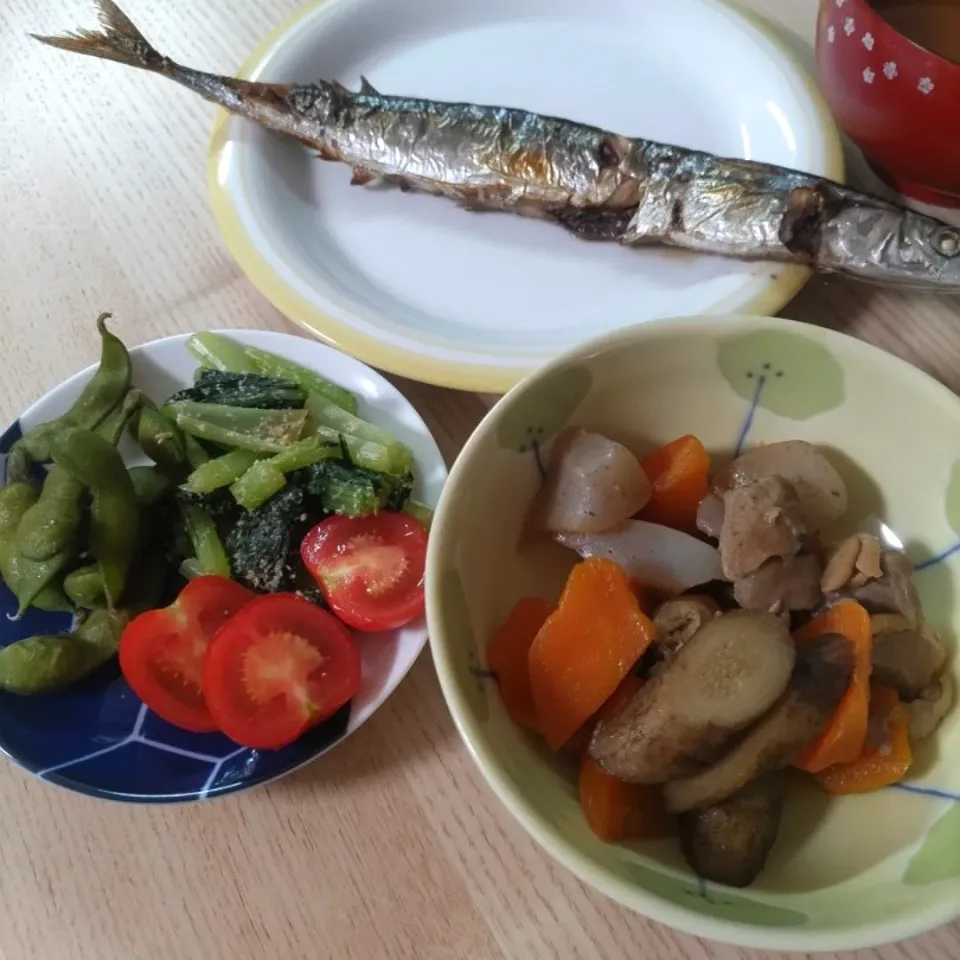 さんま塩焼き
筑前煮
小松菜のごま和え|ちゃいさん