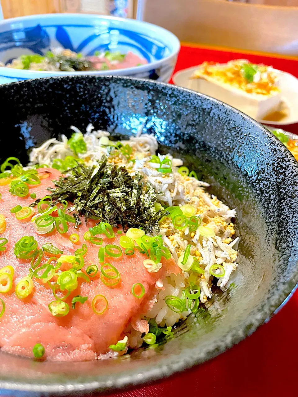 Snapdishの料理写真:ねぎとろしらす丼🐟|おかちさん