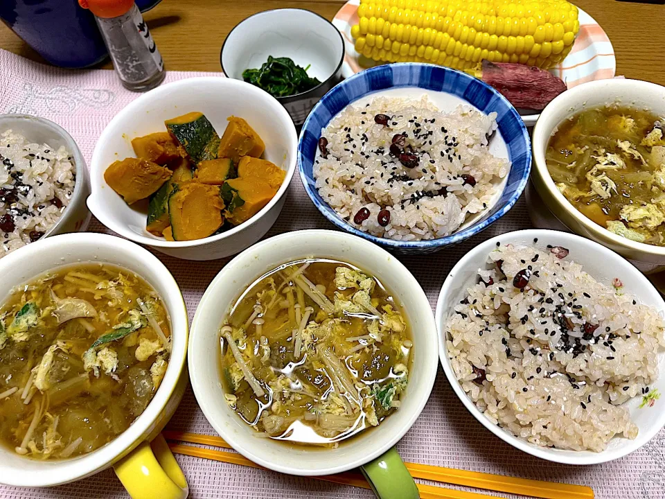 旬なお野菜とお赤飯♪３人晩ごはん~(^^)❤︎|いつくしみちゃんさん