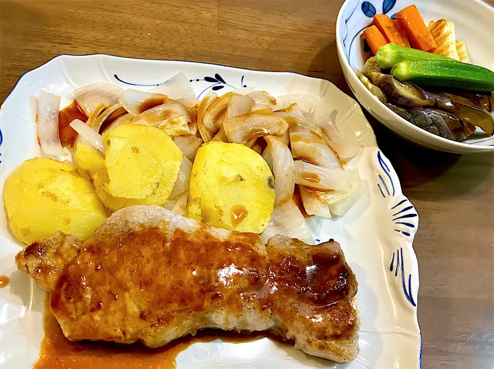 ポークソテーと夏野菜の焼き浸し|リフルシャッフルさん