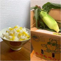 Snapdishの料理写真:青森県産嶽きみ🌽とうもろこしご飯|karinさん