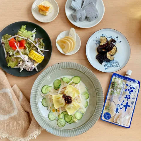 「液みそ つきぢ田村監修 冷や汁の素」を使ってみたSnapdishの料理・レシピ写真:レンジでカンタン 豆乳冷や汁スープ