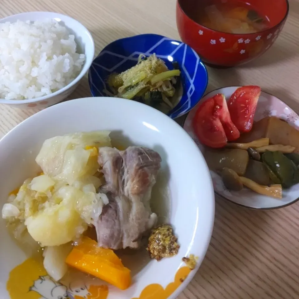 塩豚ポトフ、こんにゃくピーマン煮|ちゃいさん