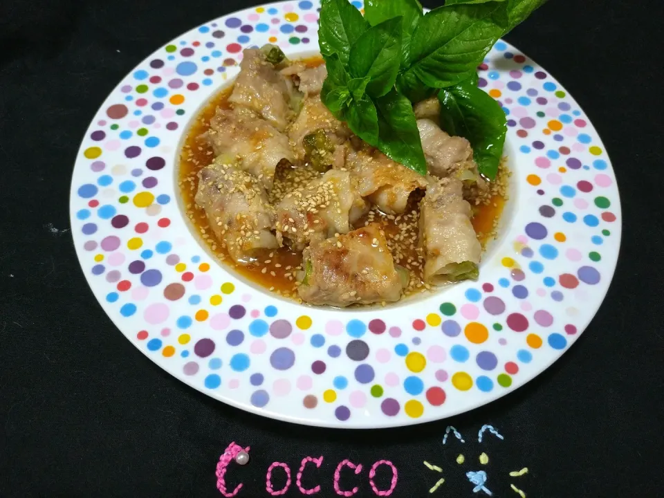 豚肉くるくる巻きレタス✨|cocco+さん