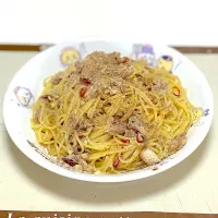 Snapdishの料理写真:鯖缶ペペロンチーノ|イシュタール石井さん