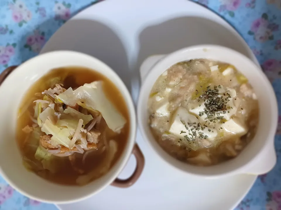 Snapdishの料理写真:蕎麦のスープと白い麻婆豆腐|ぽんすけさん