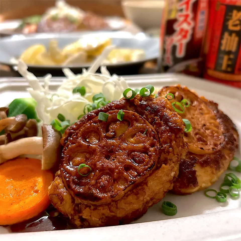 中華風　蓮根エノキ豆腐バーグ|むぎこさん