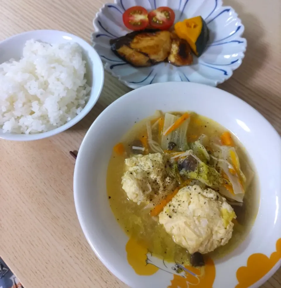 鶏だんごスープ、ぶり照り焼き|ちゃいさん