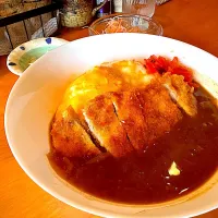 Snapdishの料理写真:ポークオムカレー+豚カツ|古山さん