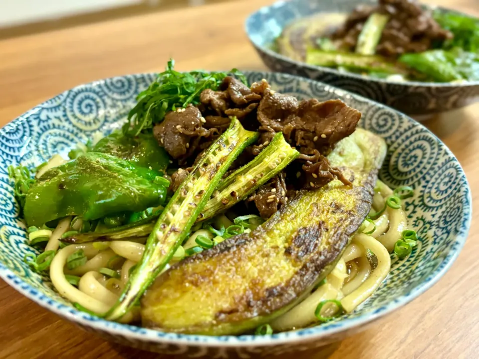 釜玉カレーうどん夏野菜のっけ|ふくすけ食堂さん