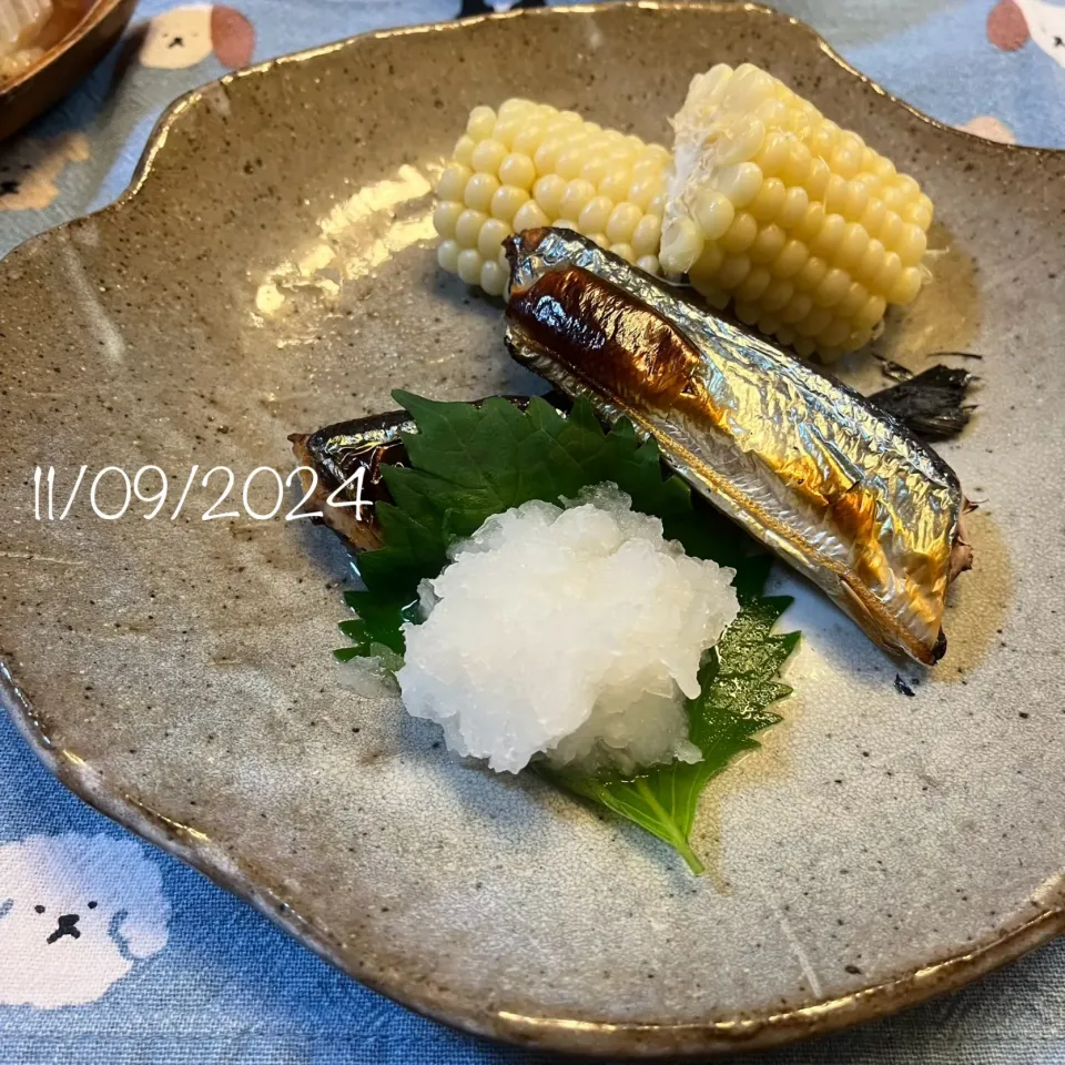 秋刀魚と白とうもろこし|友さん