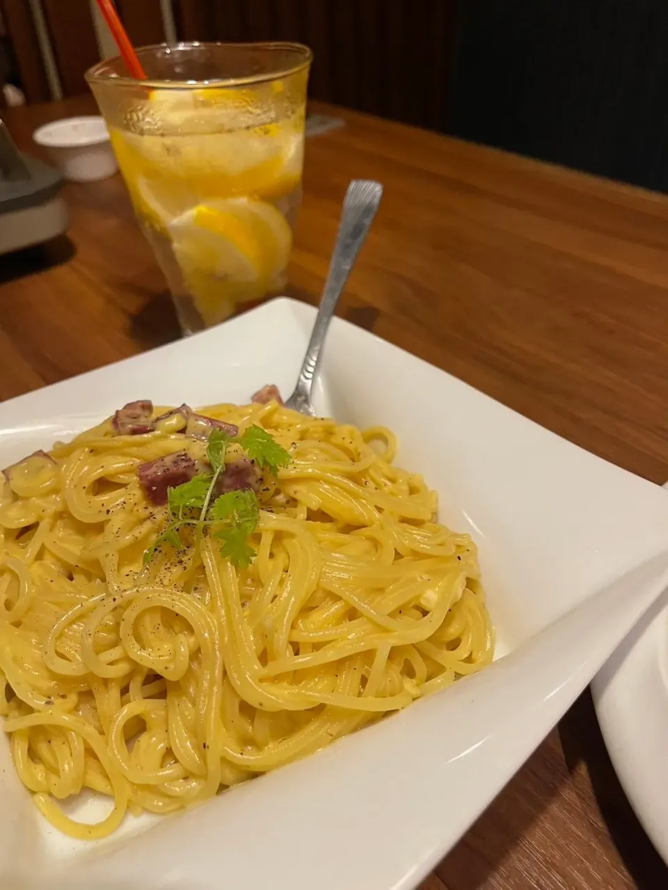 馬肉ベーコンのカルボナーラ😋|アライさんさん